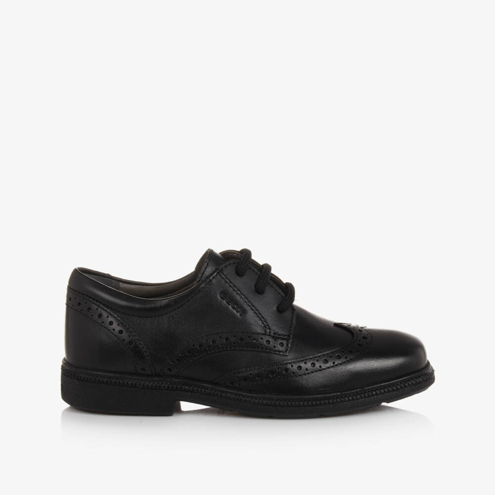 Geox-Boys Black Leather Brogue Shoes | Childrensalon