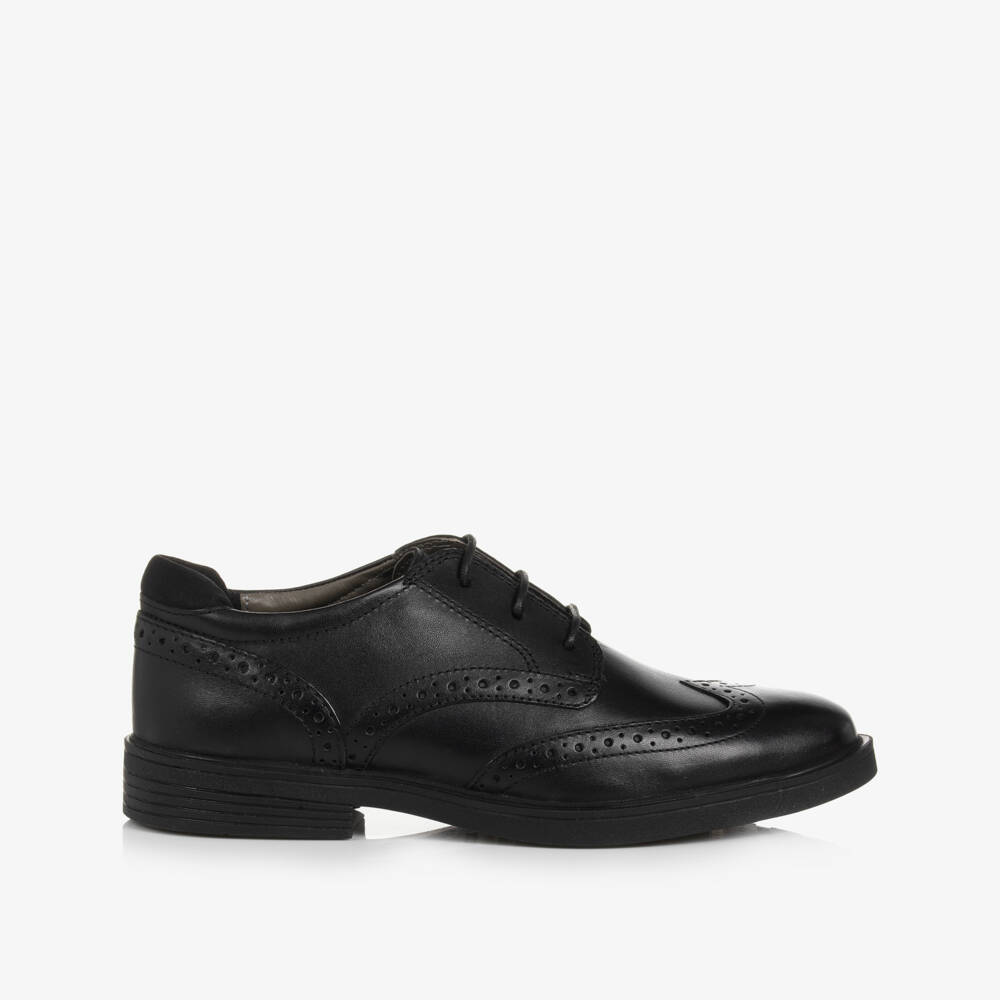 Geox-Boys Black Leather Brogues | Childrensalon