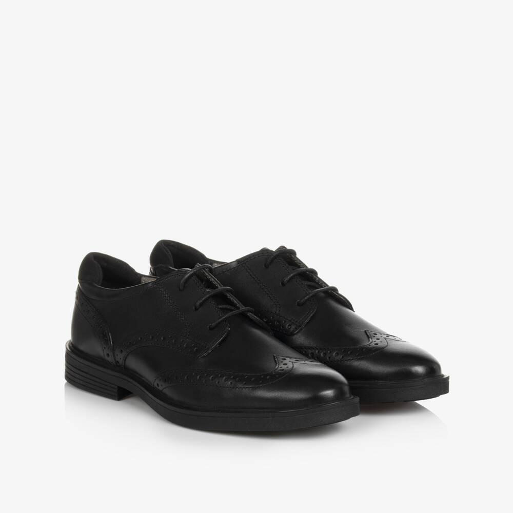 Geox-Boys Black Leather Brogues | Childrensalon