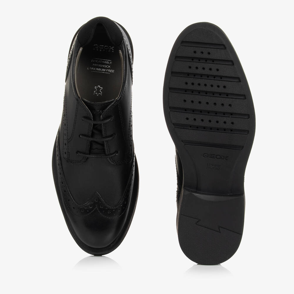 Geox-Boys Black Leather Brogues | Childrensalon