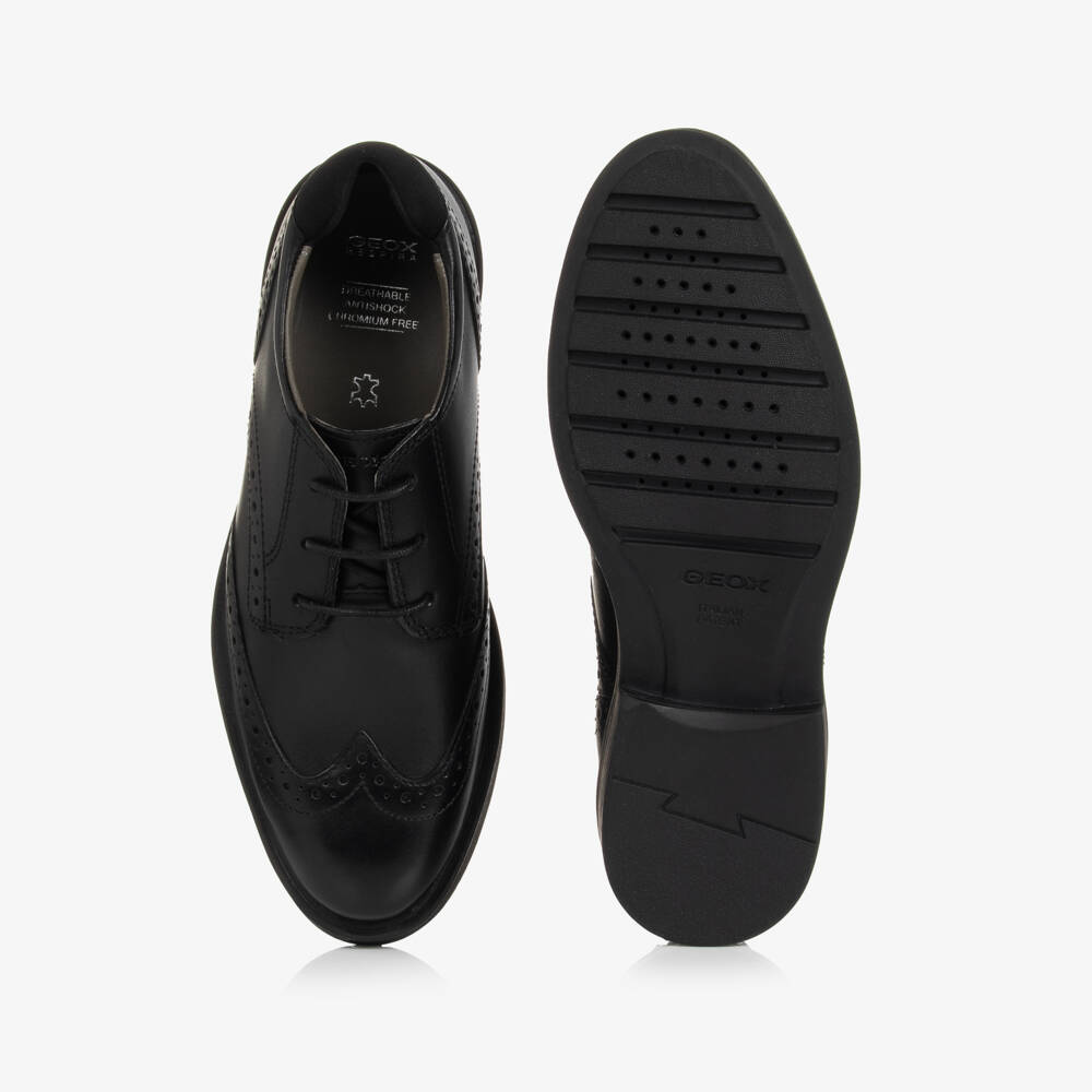 Geox-Boys Black Leather Respira Brogues | Childrensalon