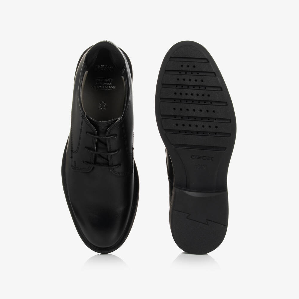 Geox-Boys Black Leather Shoes | Childrensalon