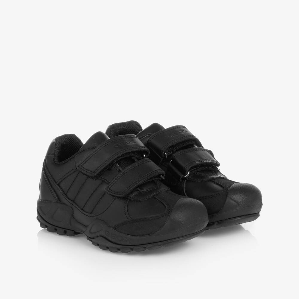 Geox-Boys Black Leather Trainers | Childrensalon