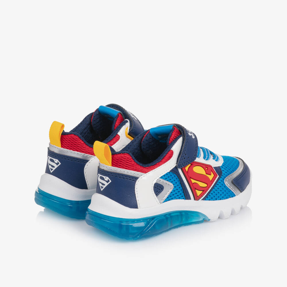 Geox-Boys Blue DC Comics Superman Light Up Trainers | Childrensalon
