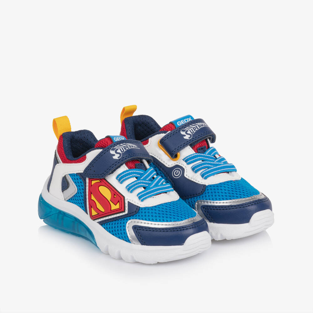 Geox-Boys Blue DC Comics Superman Light Up Trainers | Childrensalon