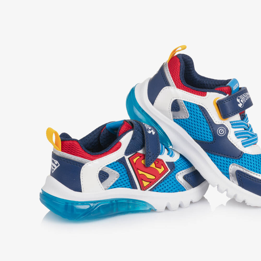 Geox-Boys Blue DC Comics Superman Light Up Trainers | Childrensalon