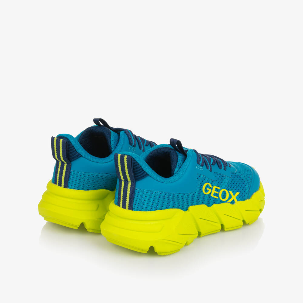 Geox-Boys Blue & Neon Green Mesh Trainers | Childrensalon