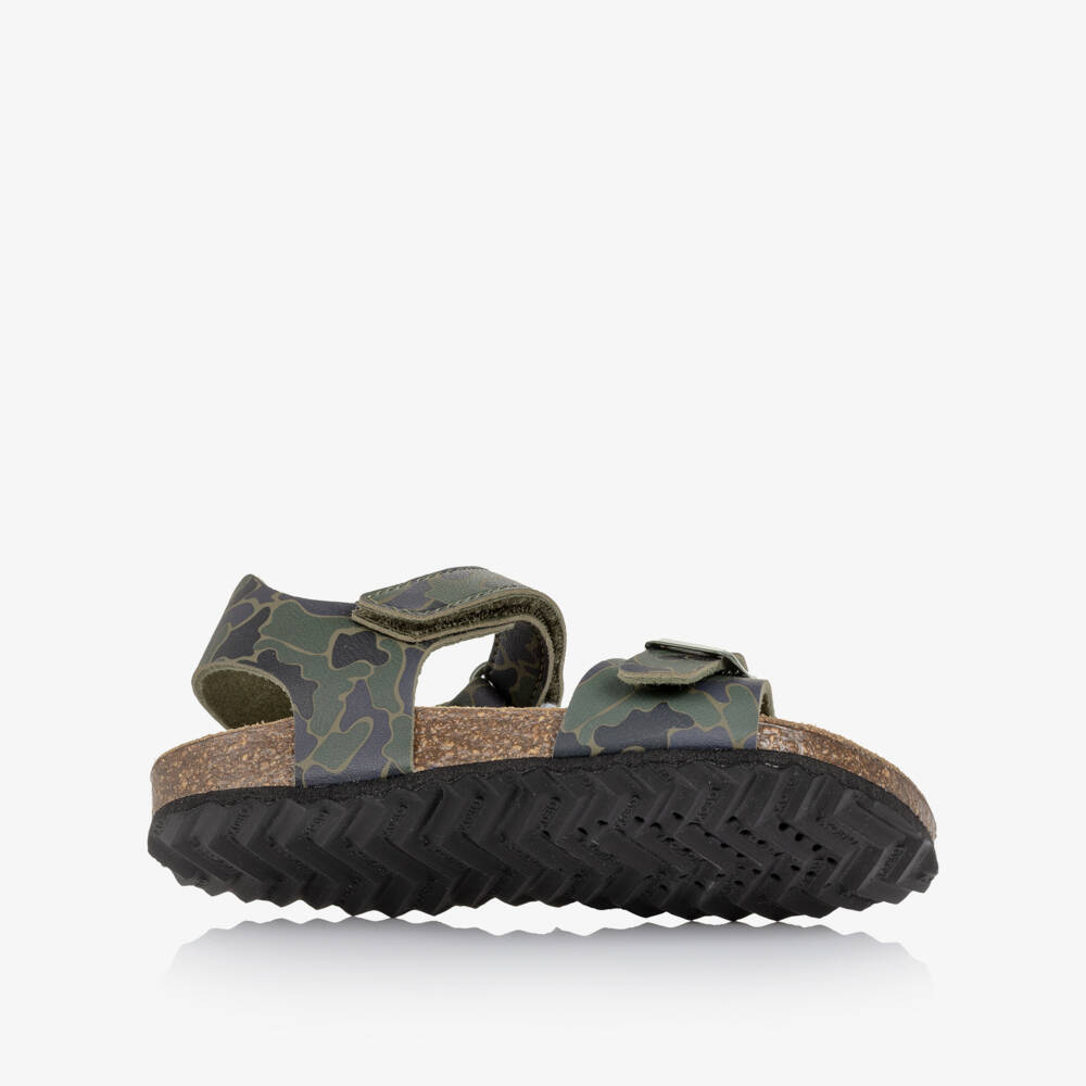Geox-Boys Dark Green Camouflage Faux Leather Sandals | Childrensalon