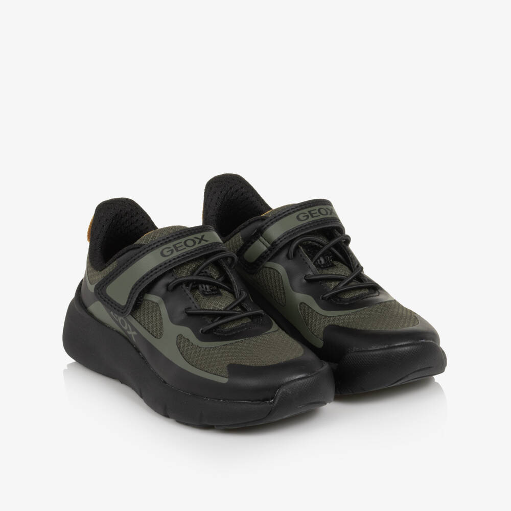 Geox-Boys Green & Black Velcro Trainers with Hard Toe | Childrensalon