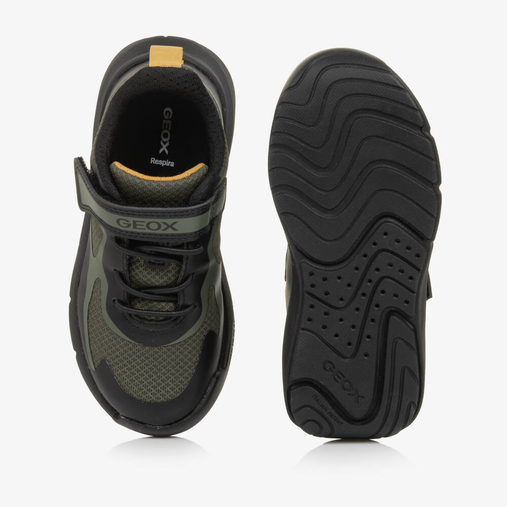 Geox-Boys Green & Black Velcro Trainers with Hard Toe | Childrensalon