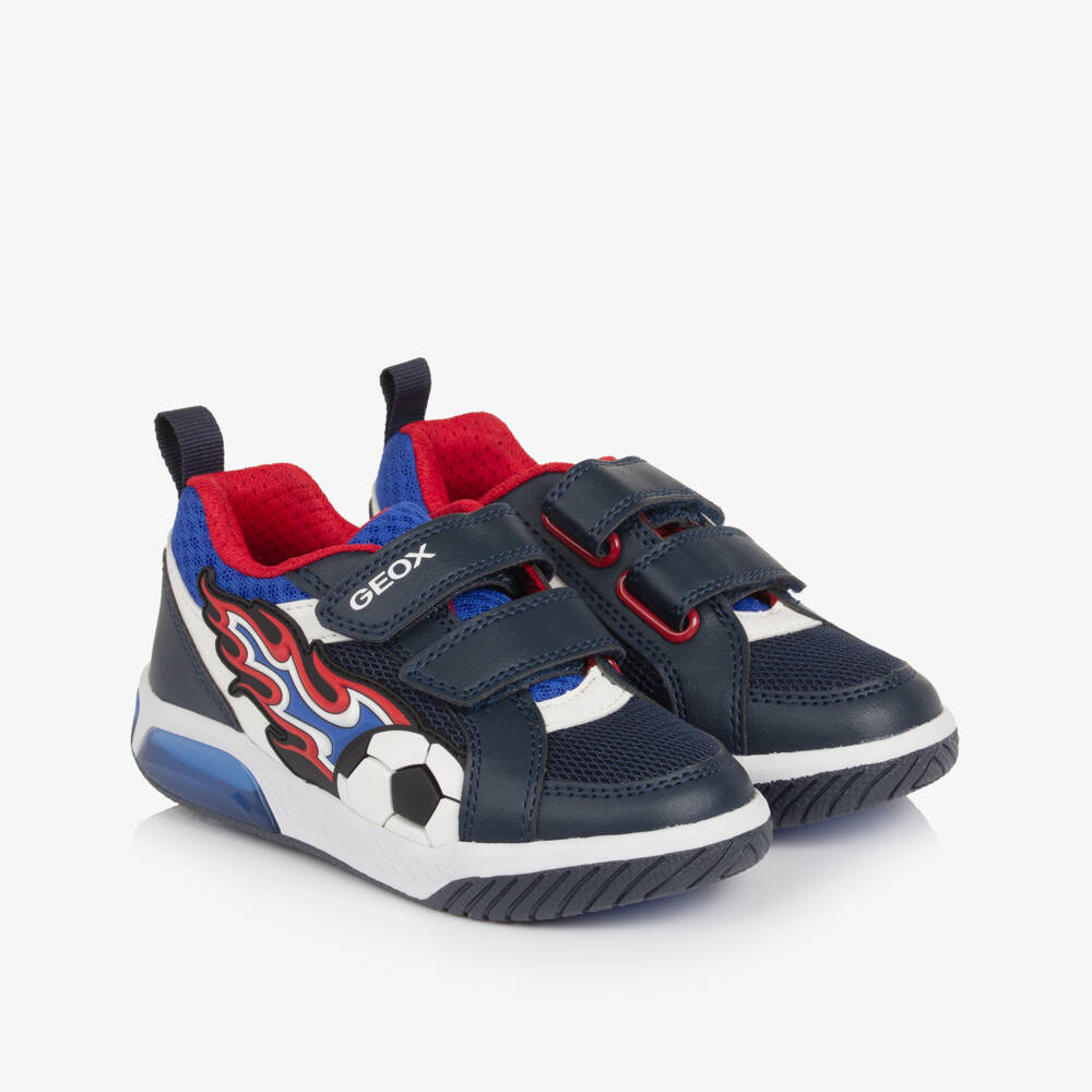 Geox-Boys Navy Blue Flame Velcro Trainers | Childrensalon