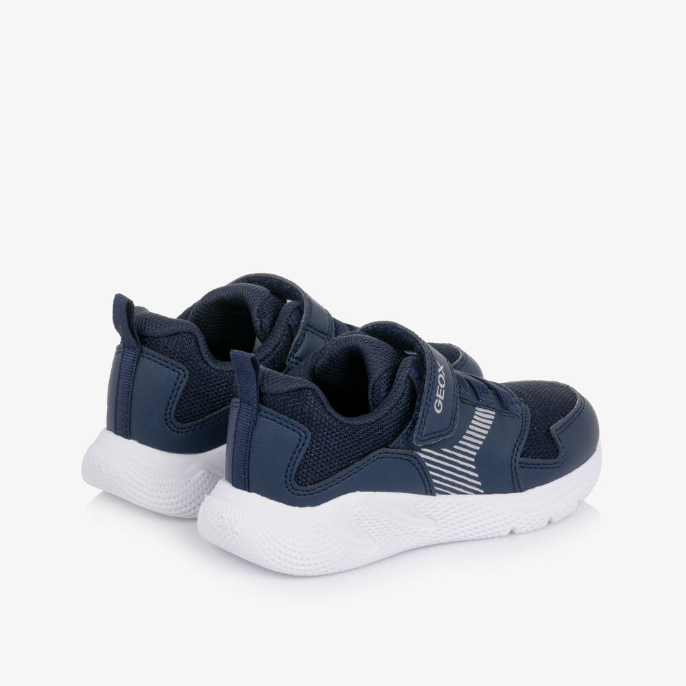 Geox-Boys Navy Blue Mesh & Faux Leather Trainers | Childrensalon