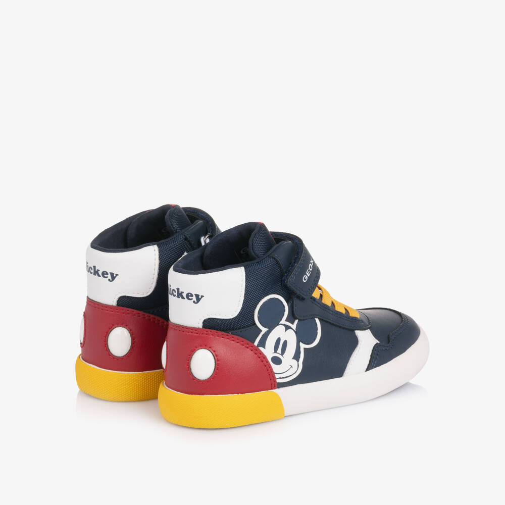 Geox-Boys Navy Blue Mickey Mouse High Top Trainers | Childrensalon