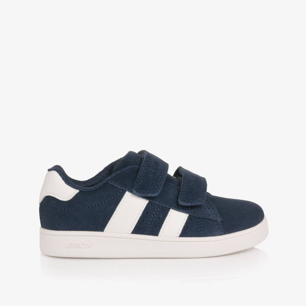Geox-Boys Navy Blue Suede Leather Trainers | Childrensalon