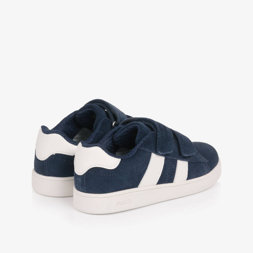 Geox-Boys Navy Blue Suede Leather Trainers | Childrensalon