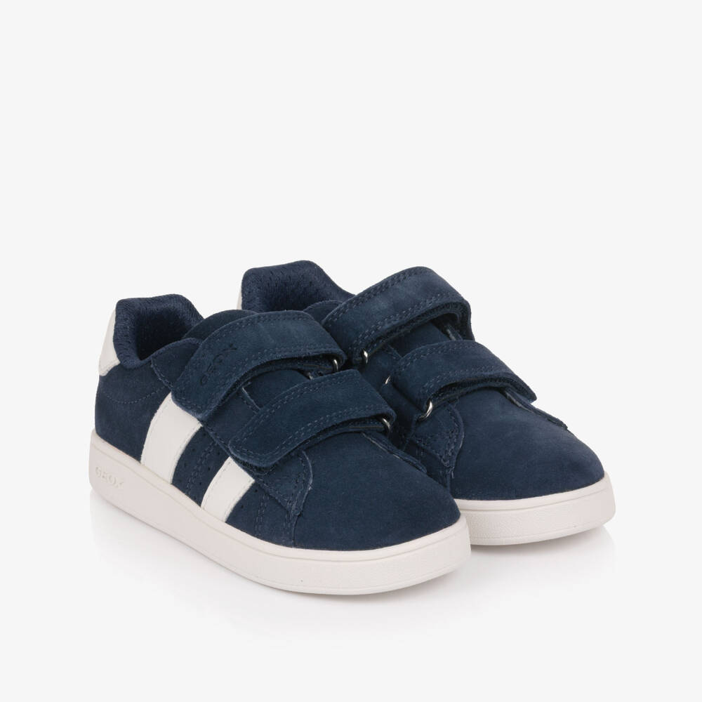 Geox-Boys Navy Blue Suede Leather Trainers | Childrensalon