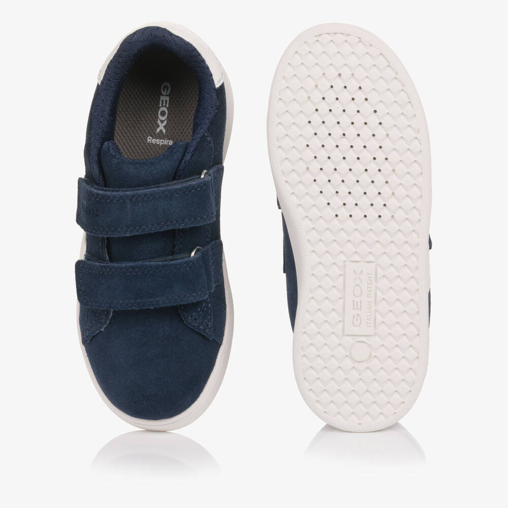Geox-Boys Navy Blue Suede Leather Trainers | Childrensalon