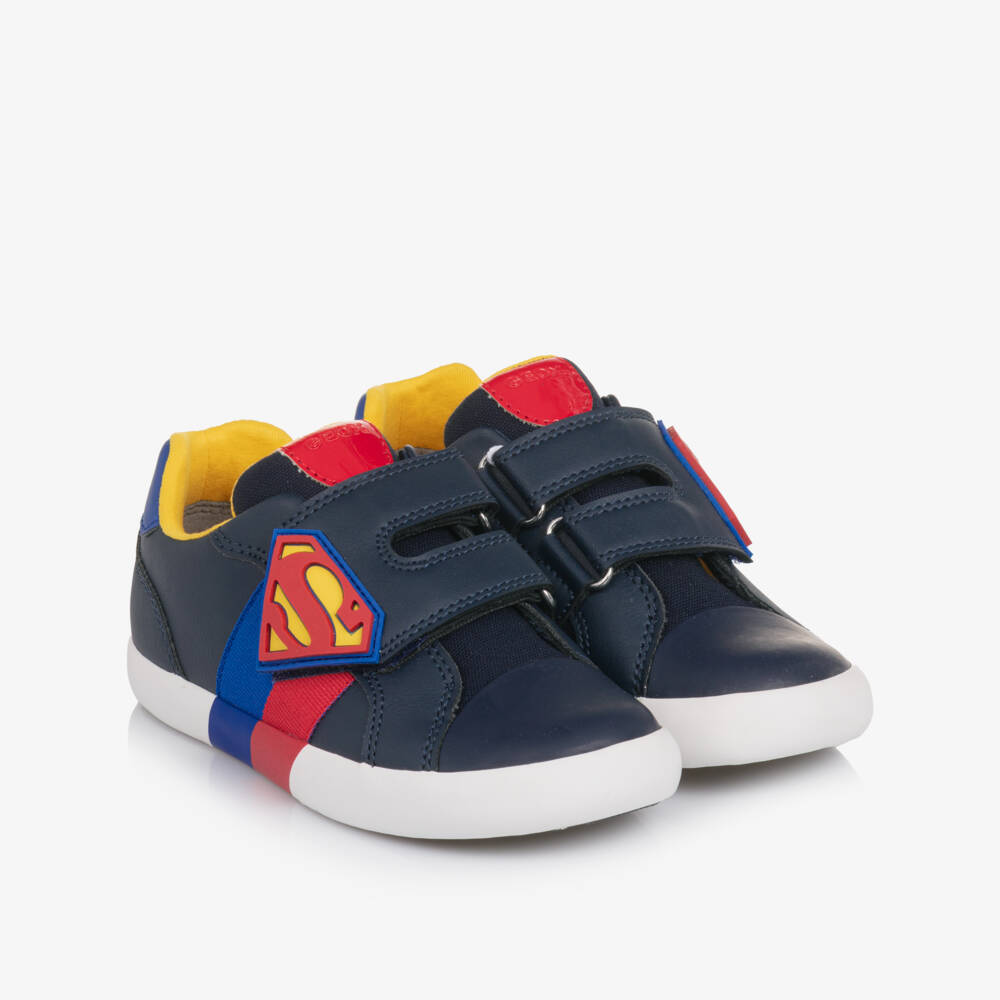 Geox-Boys Navy Blue Superman Velcro Trainers | Childrensalon