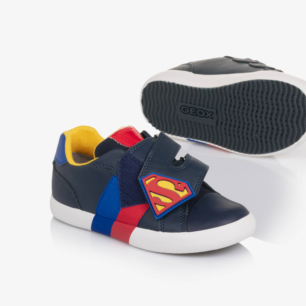 Geox-Boys Navy Blue Superman Velcro Trainers | Childrensalon