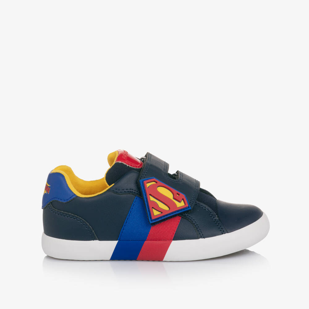 Geox-Boys Navy Blue Superman Velcro Trainers | Childrensalon