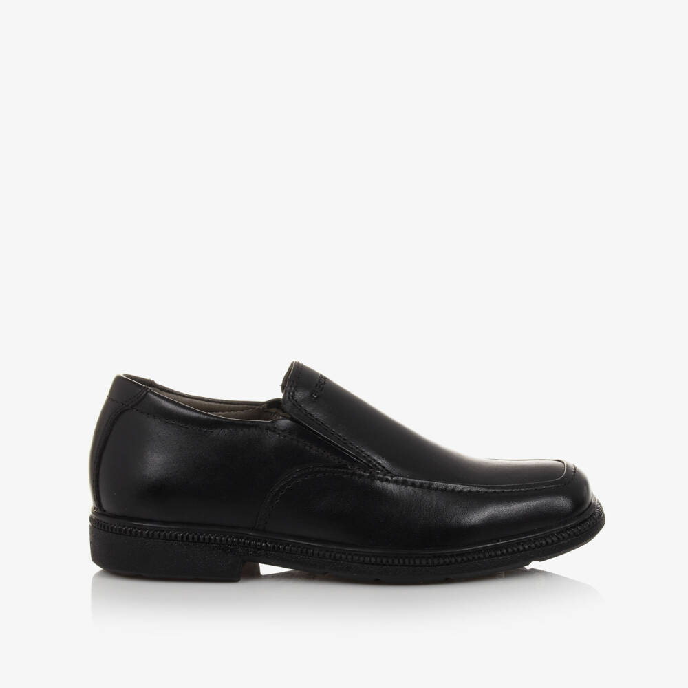 Geox-Boys Smart Black Leather Slip-On Shoes | Childrensalon