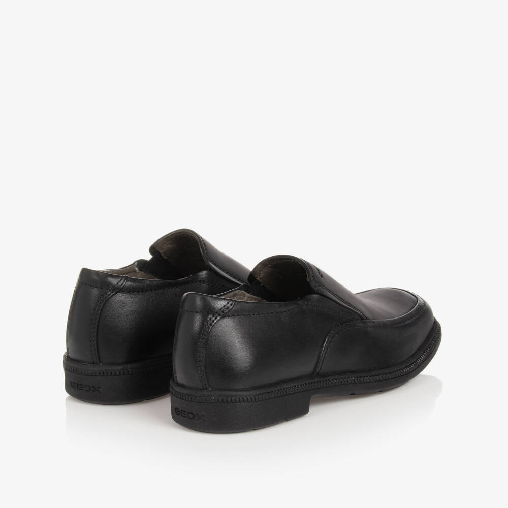 Geox-Boys Smart Black Leather Slip-On Shoes | Childrensalon