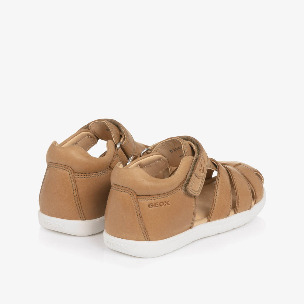 Geox-Boys Tan Brown Closed Heel Leather Sandals | Childrensalon