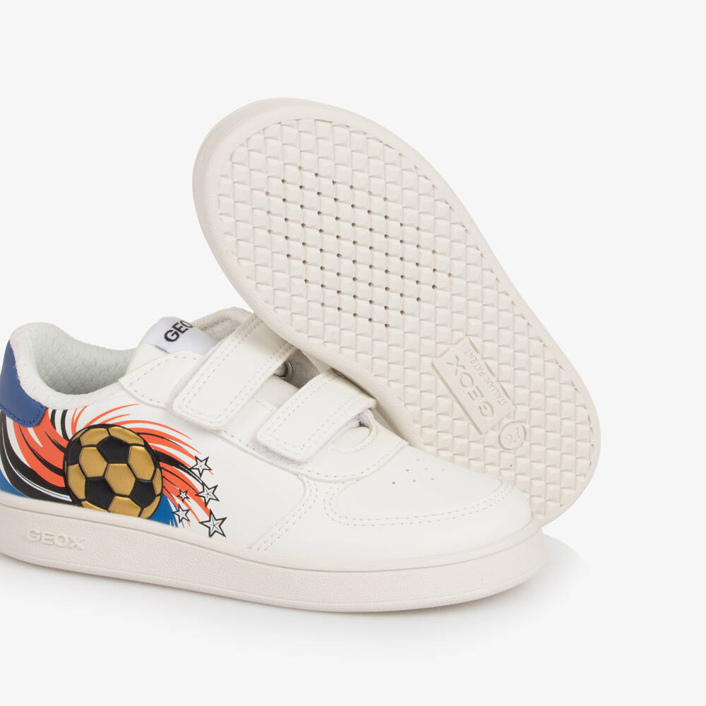 Geox-Boys White Faux Leather Football Trainers | Childrensalon