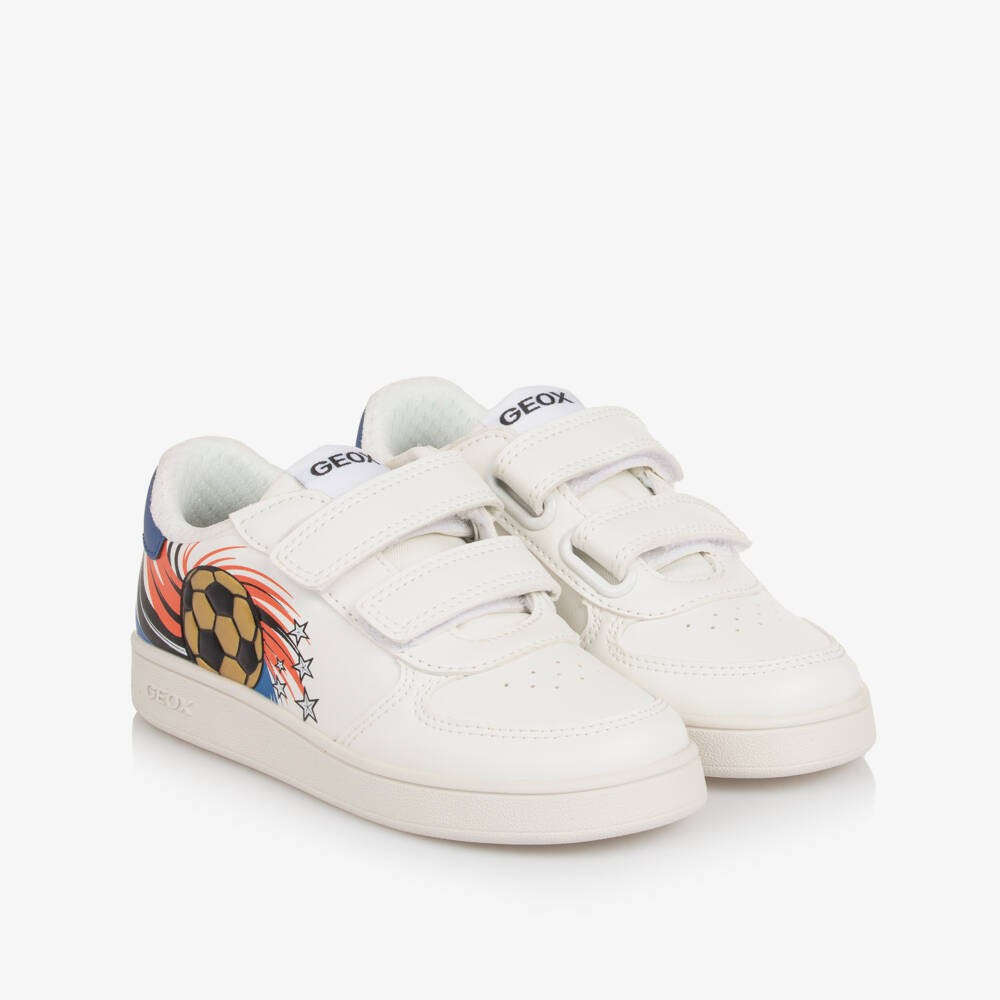 Geox-Boys White Faux Leather Football Trainers | Childrensalon