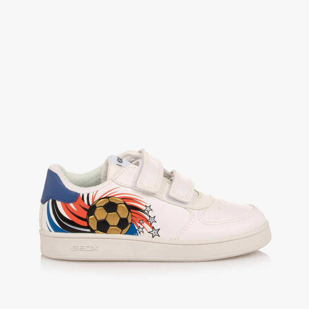 Geox-Boys White Faux Leather Football Trainers | Childrensalon