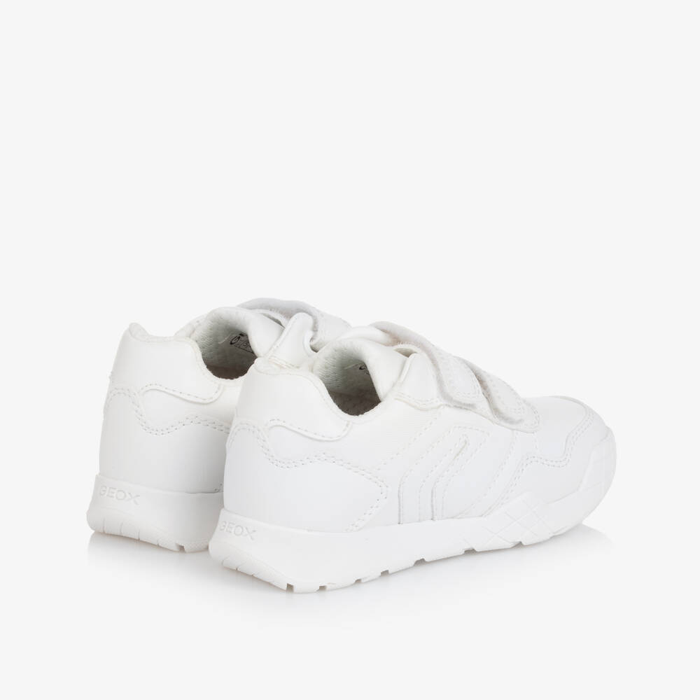 Geox-Boys White Faux Leather Velcro Trainers | Childrensalon