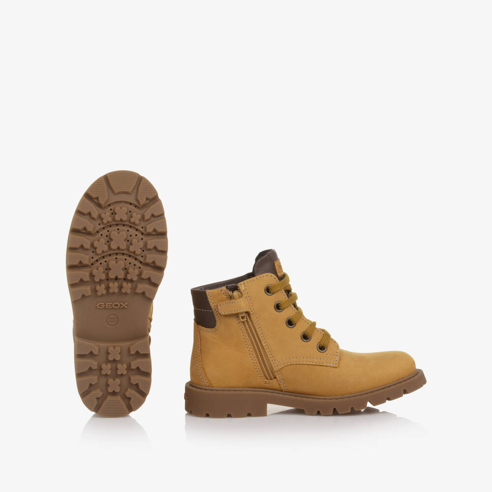 Geox-Boys Yellow-Brown Ankle Boots with Side Zip | Childrensalon