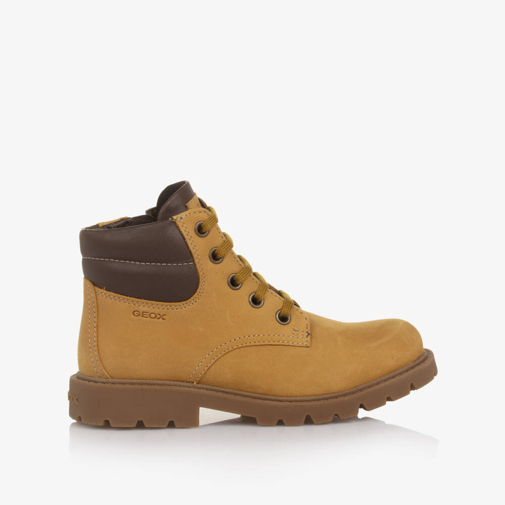Geox-Boys Yellow-Brown Ankle Boots with Side Zip | Childrensalon