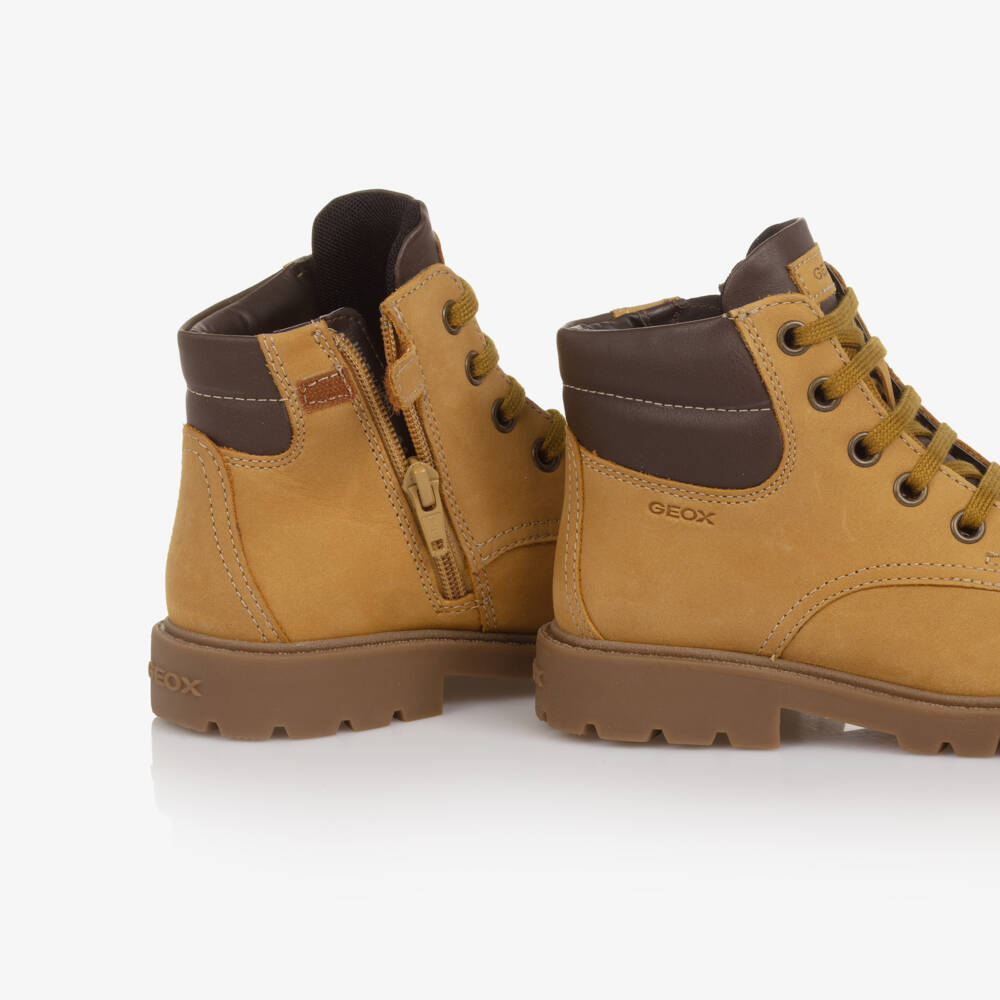 Geox-Boys Yellow-Brown Ankle Boots with Side Zip | Childrensalon
