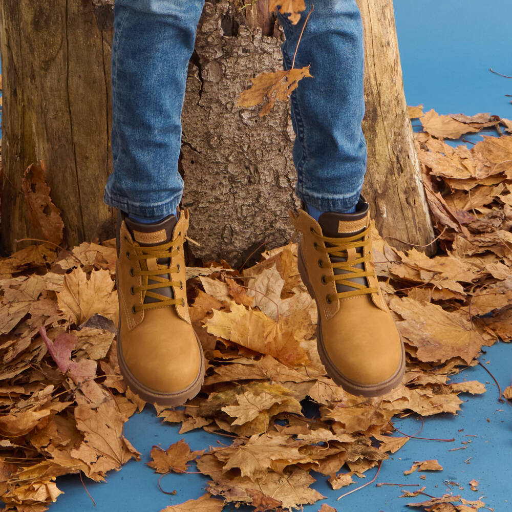 Geox-Boys Yellow-Brown Ankle Boots with Side Zip | Childrensalon