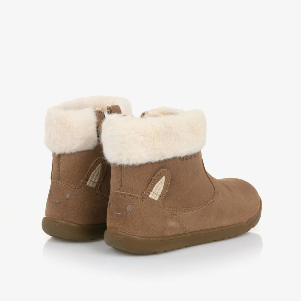 Geox-Girls Beige Suede Leather Boots | Childrensalon