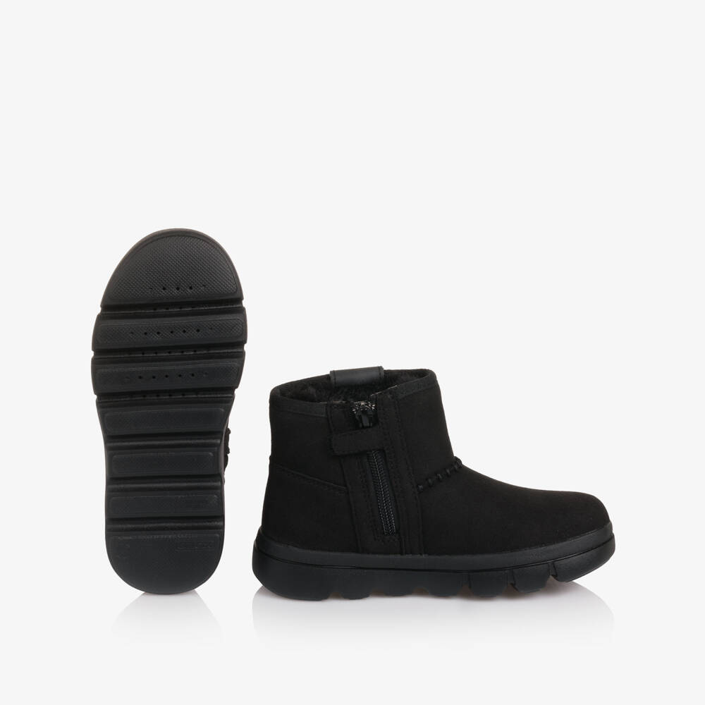 Geox-Girls Black Faux Suede Leather Boots | Childrensalon