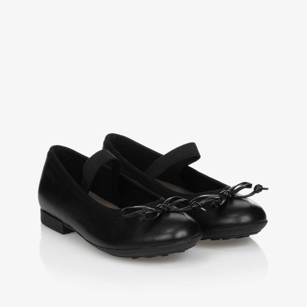 Geox-Girls Black Leather Ballet Pumps | Childrensalon