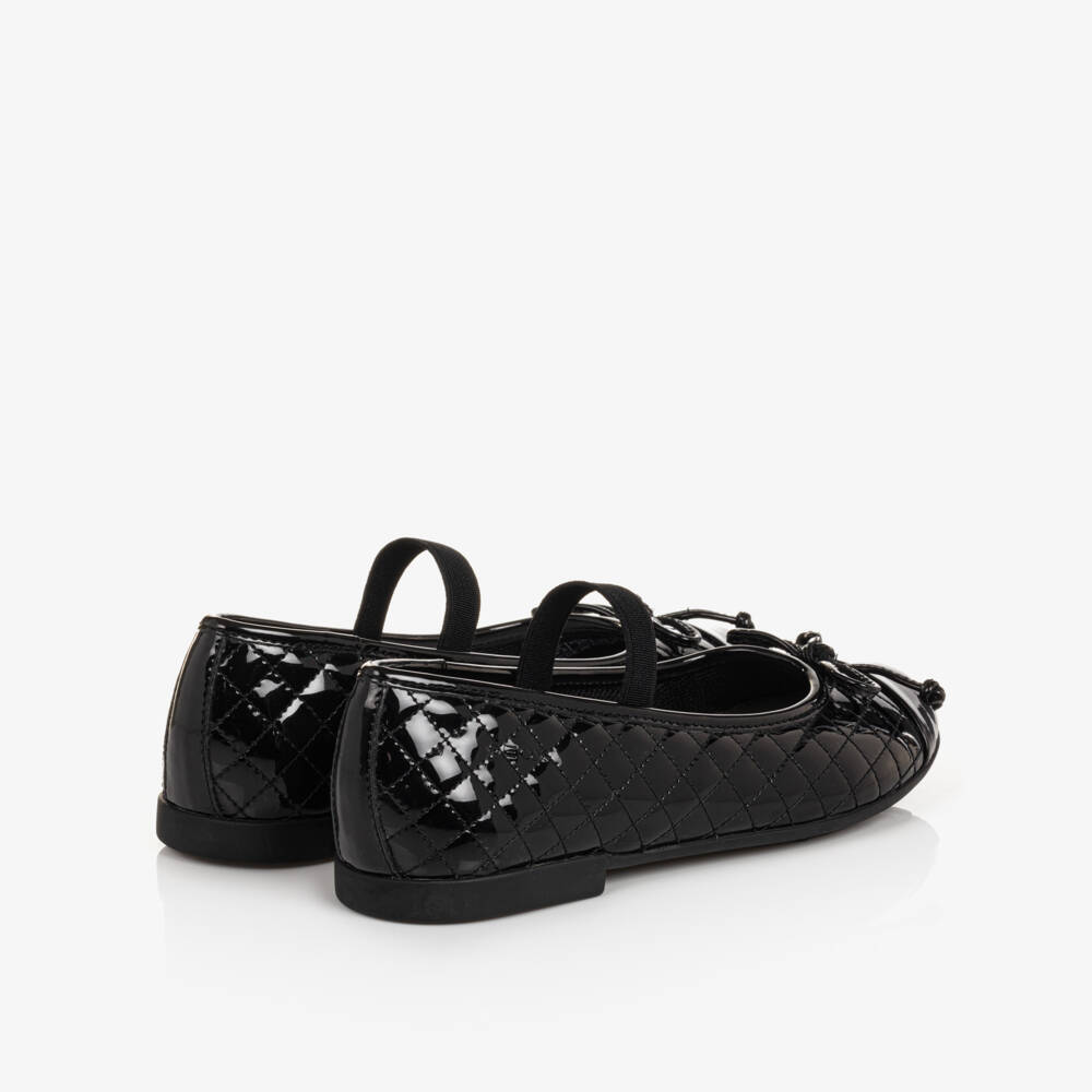 Geox-Girls Black Leather Ballet Pumps | Childrensalon