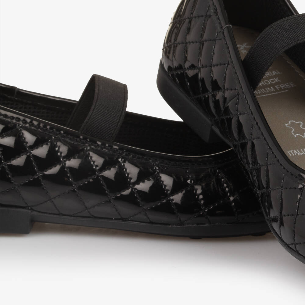 Geox-Girls Black Leather Ballet Pumps | Childrensalon