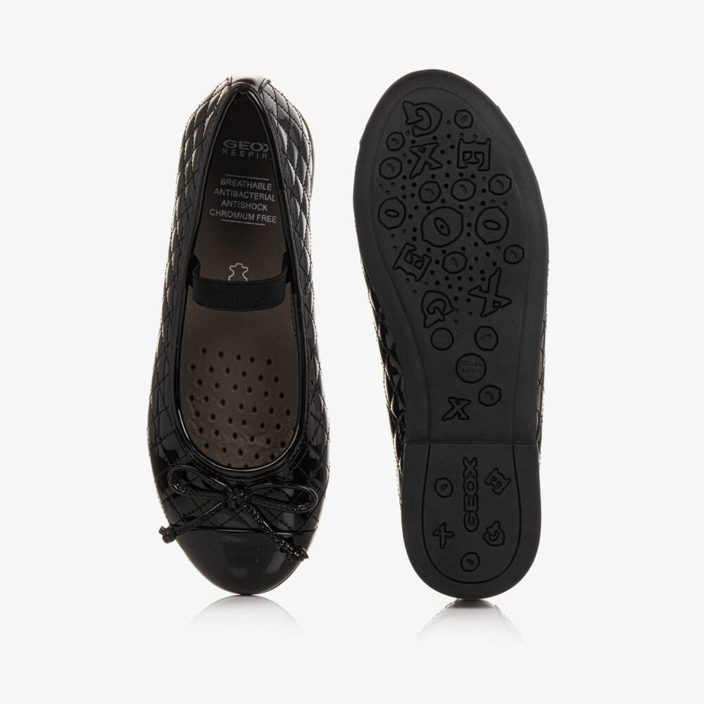 Geox-Girls Black Leather Respira Ballet Flats | Childrensalon
