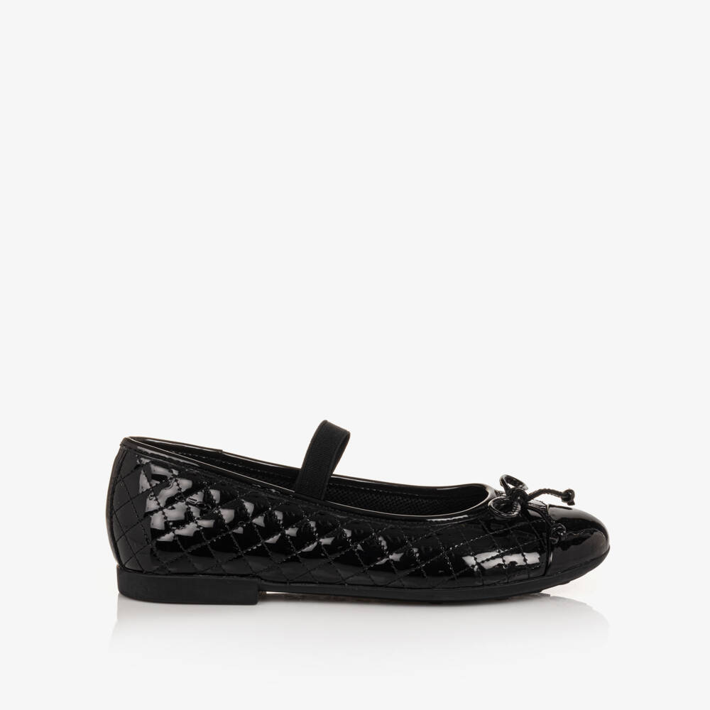 Geox-Girls Black Leather Respira Ballet Flats | Childrensalon