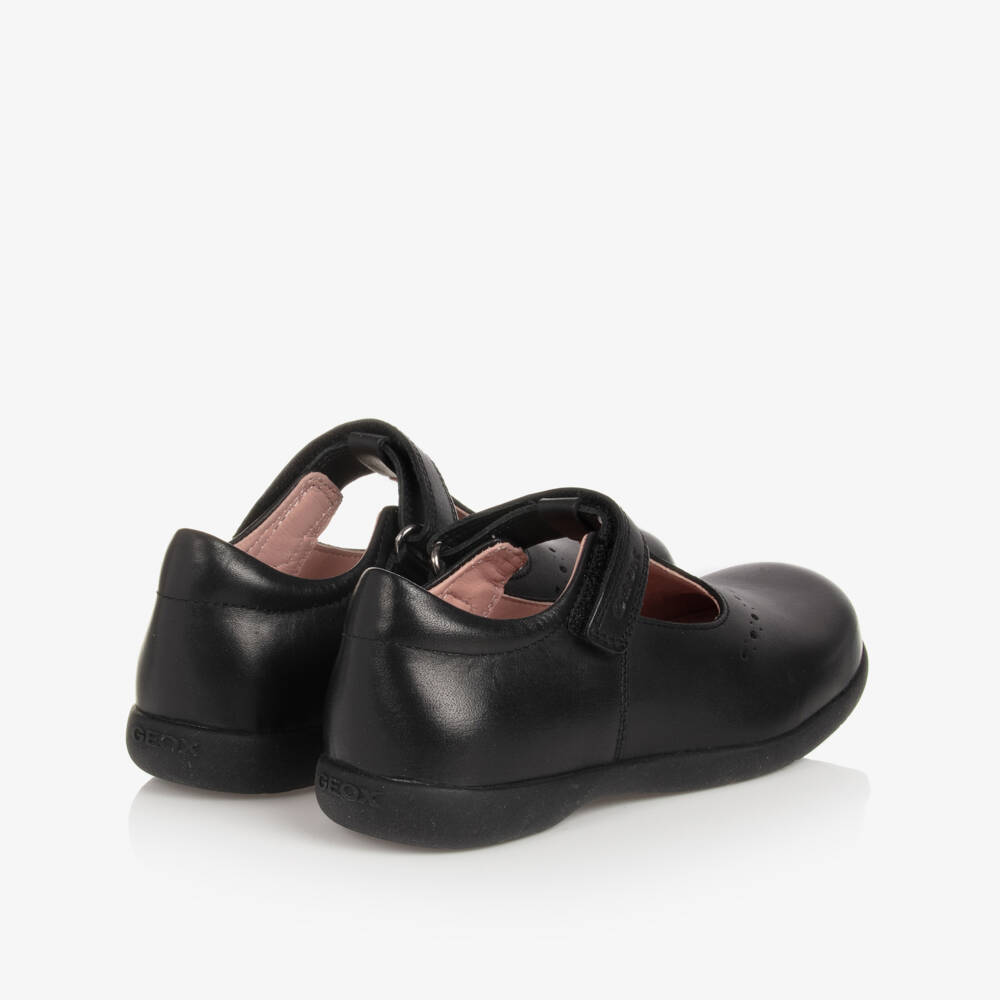 Geox-Girls Black Leather Respira T-Bar Shoes | Childrensalon