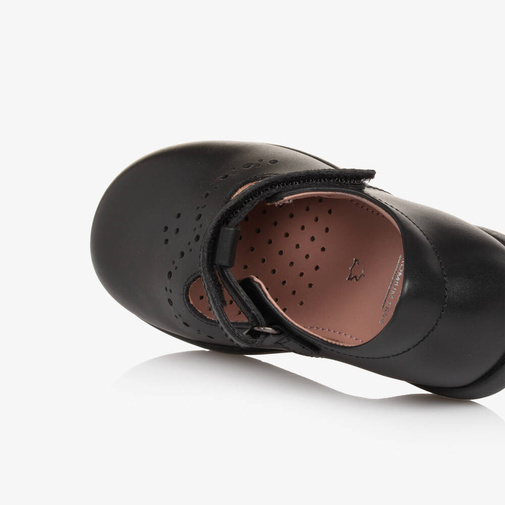 Geox-Girls Black Leather Respira T-Bar Shoes | Childrensalon