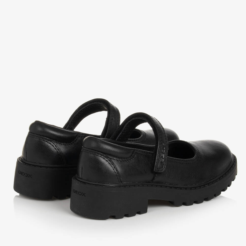 Geox-Girls Black Leather Velcro Shoes | Childrensalon