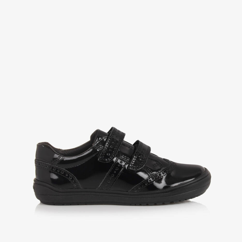 Geox-Girls Black Patent Leather Respira Trainers | Childrensalon