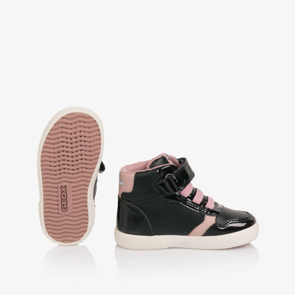 Geox-Girls Black & Pink Minnie Mouse High Top Trainers | Childrensalon