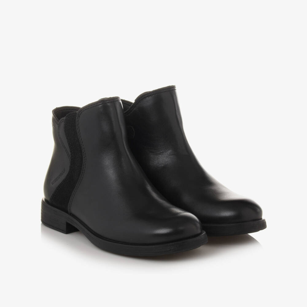 Geox-Girls Black Waterproof Leather Boots | Childrensalon