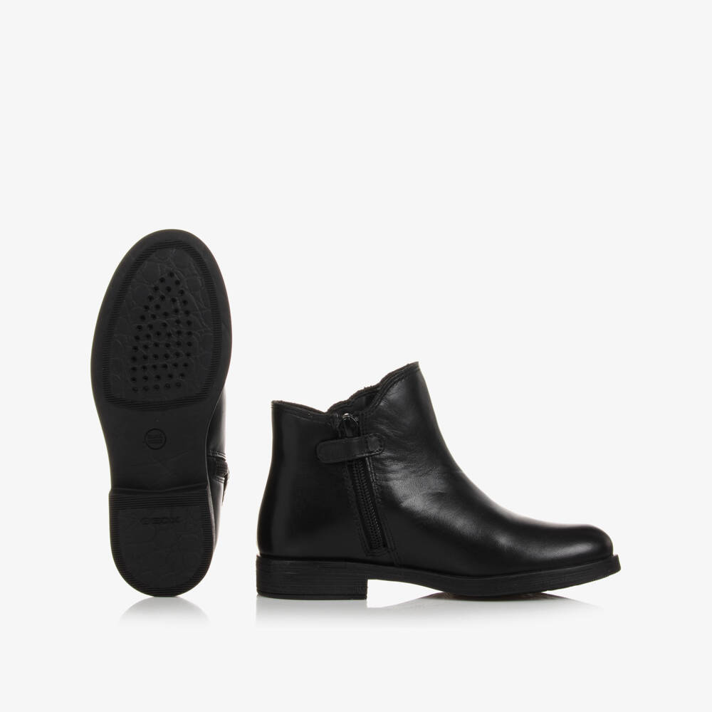 Geox-Girls Black Waterproof Leather Boots | Childrensalon