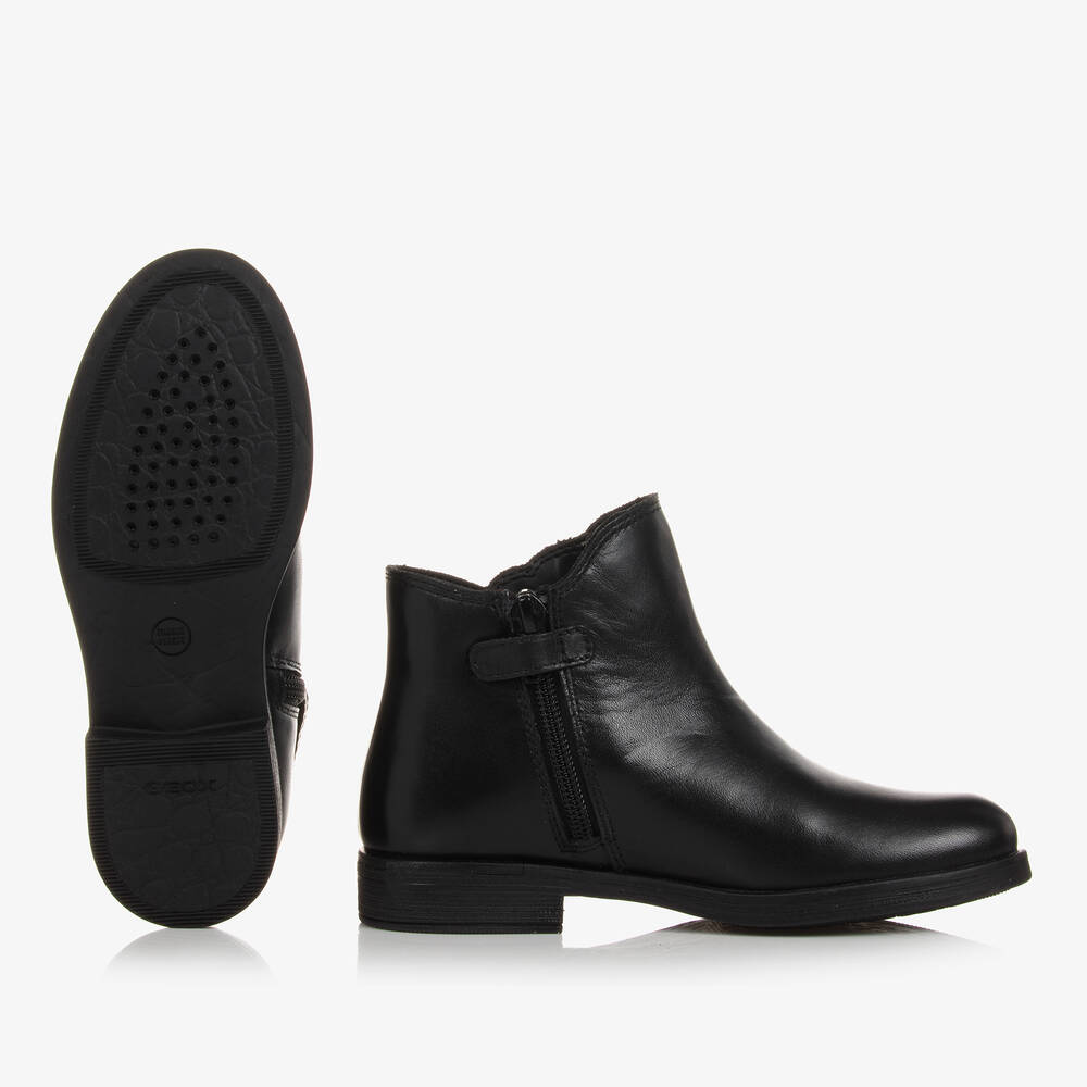 Geox-بوت واقي من الماء جلد لون أسود للبنات | Childrensalon